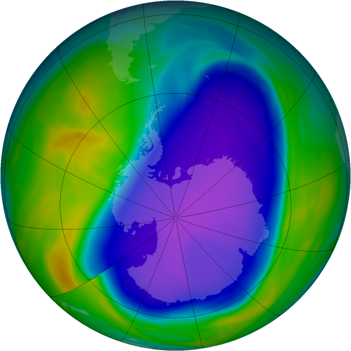 Antarctic ozone map for 11 October 2006